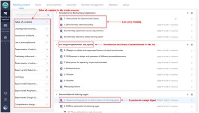 A practical evaluation of online self-assisted previewing architecture on rain classroom for biochemistry lab courses